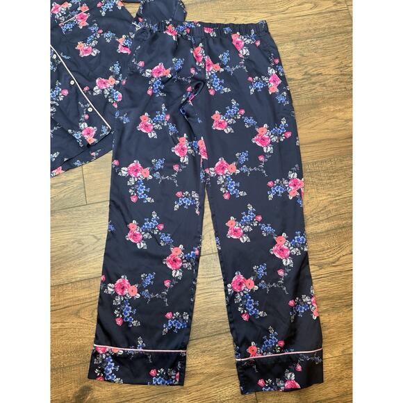 Victorias Secret AFTERHOURS SILKY SATIN Pajama Set Pajamas BLUE FLORAL Sz M - Picture 5 of 8